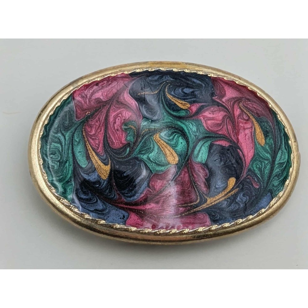 Vintage Gold Toned Swirl Enamel Scarf Clip